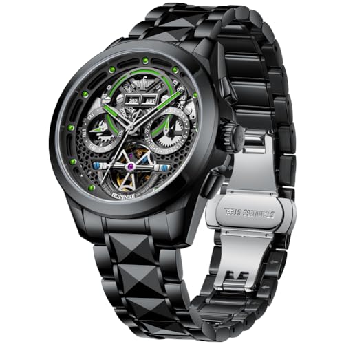 腕時計 メンズ 高級 機械式 スケルトン 自動巻き 手巻き タングステン鋼 男性用 腕時計 おしゃれ 50M防水 サファイアガラス タングステンバンド 夜光 watch for men ブラック